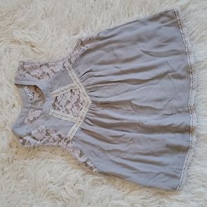 CHLOE K Crochet Lace High Neck Boho Swing Tank with Keyhole Back